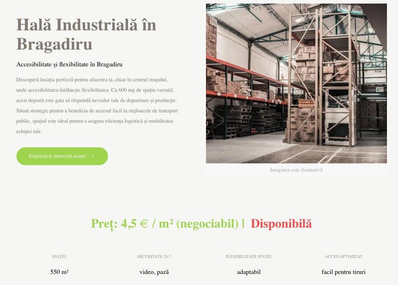 Bragadiru, inchiriez hale industriale