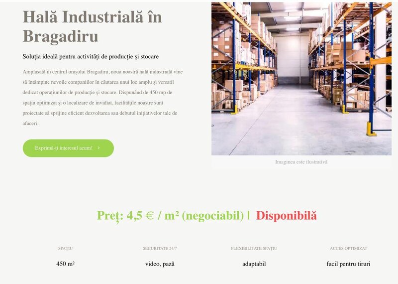 Bragadiru, inchiriez hale industriale